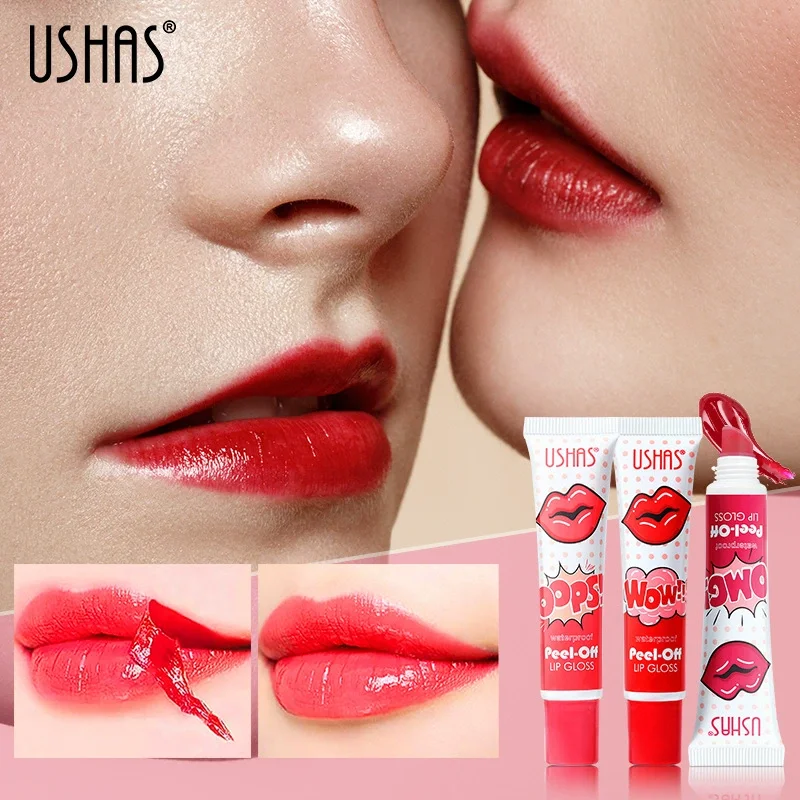 Essential makeup for dating non stick cup dye tear off lip film USHAS liquid red lip gloss lip gloss that won't fade