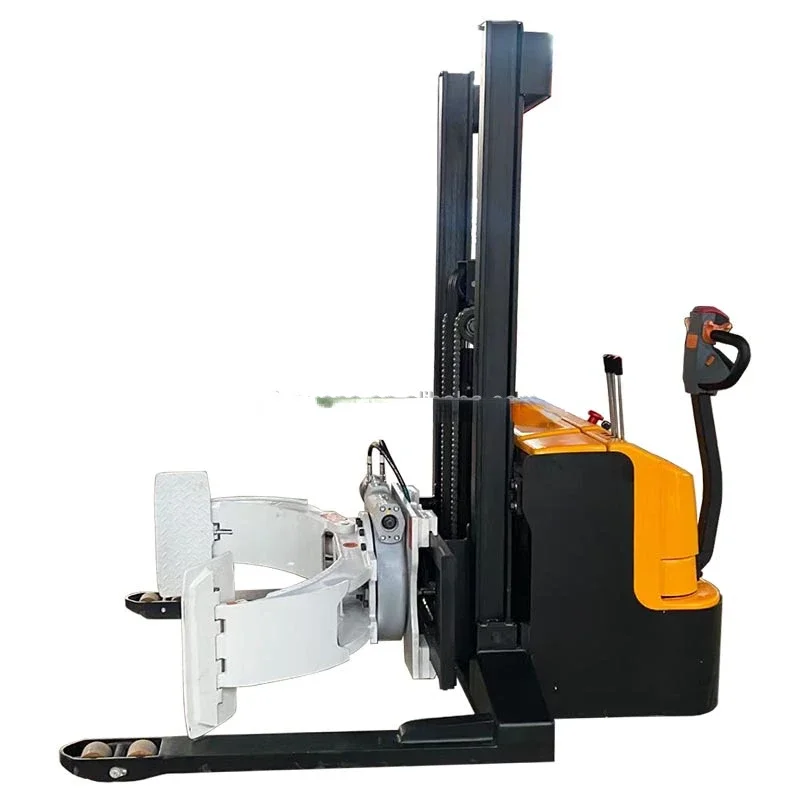 Electric Paper Roll Clip Stacker 300 500 800kg 1T 1.5T 2T Coil Reel Baling Forklift Lifter, Rotating 360 Degrees