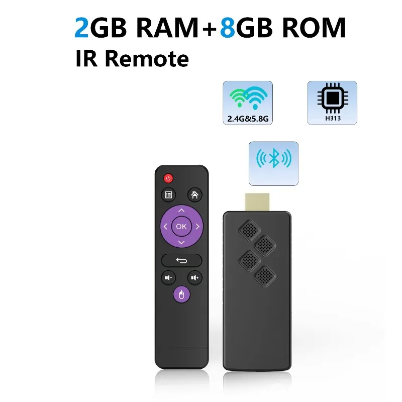 Android 14 TV Stick Mortal Q2 Remote 8K Video BT5.0 Wifi6 BT5.0 Global Streaming For Smart TV Box(2+8G)