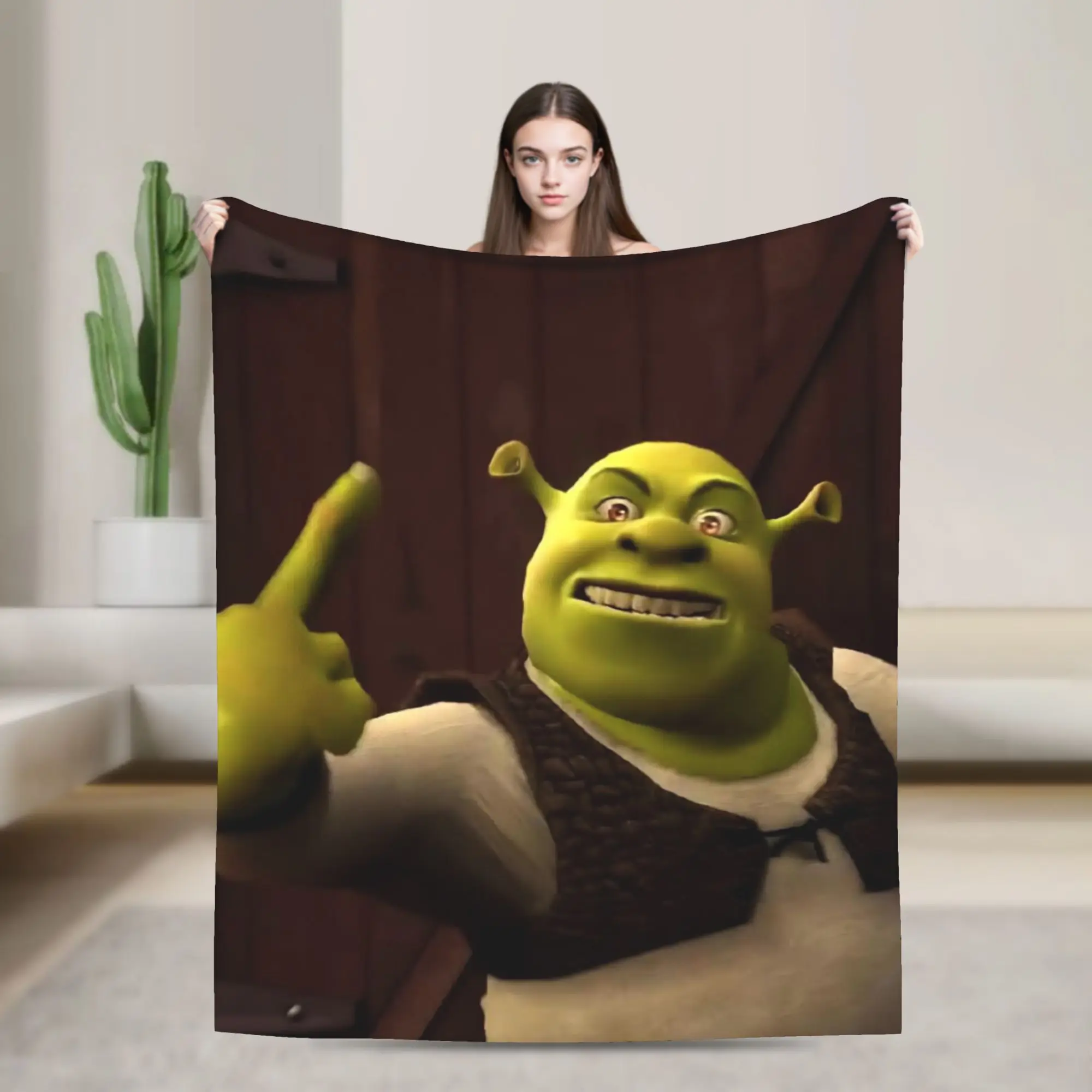 Shreks Friendly Hand Gesture Blankets Flannel  Lightweight Throw Blankets for Car Sofa Couch Bedroom Quilt