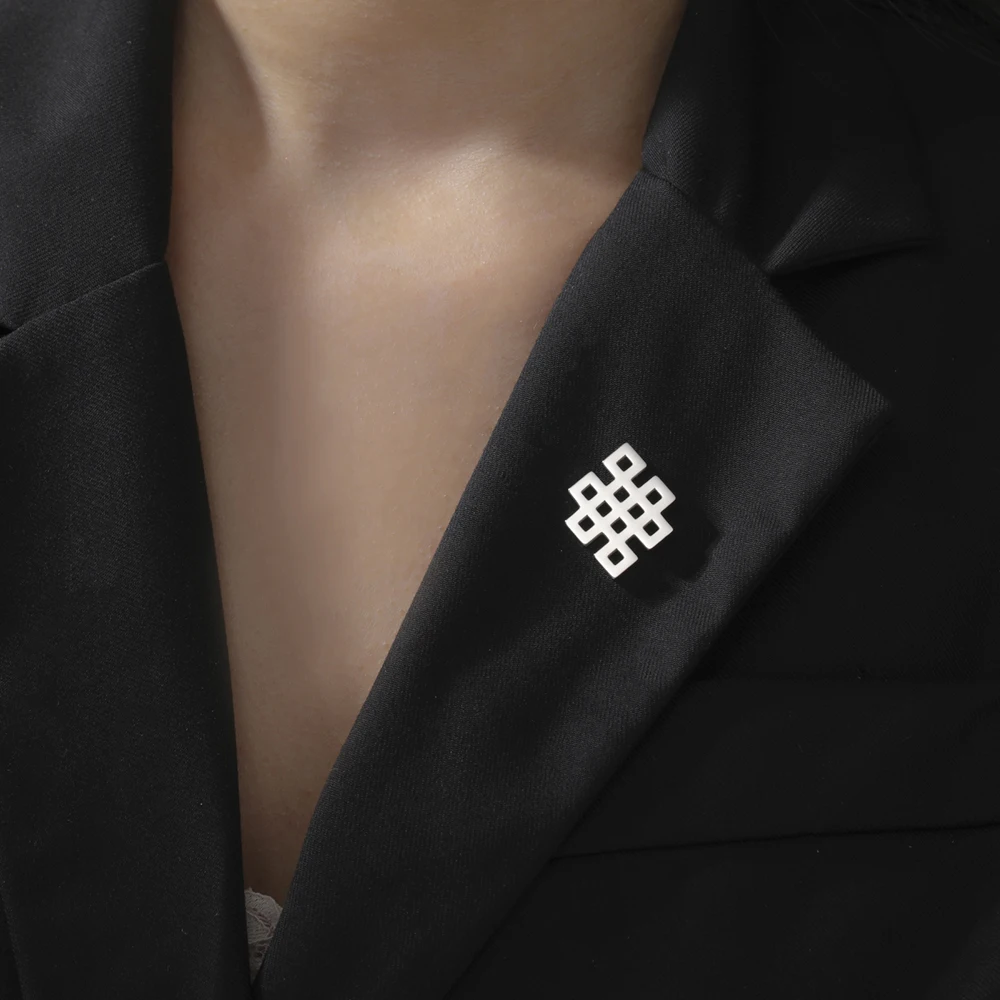 Dawapara Vintage Endless Knot Symbol Broschen Viel Glück Chinesischer Knoten Brosche Anstecknadel Edelstahl Zubehör – Detail 4