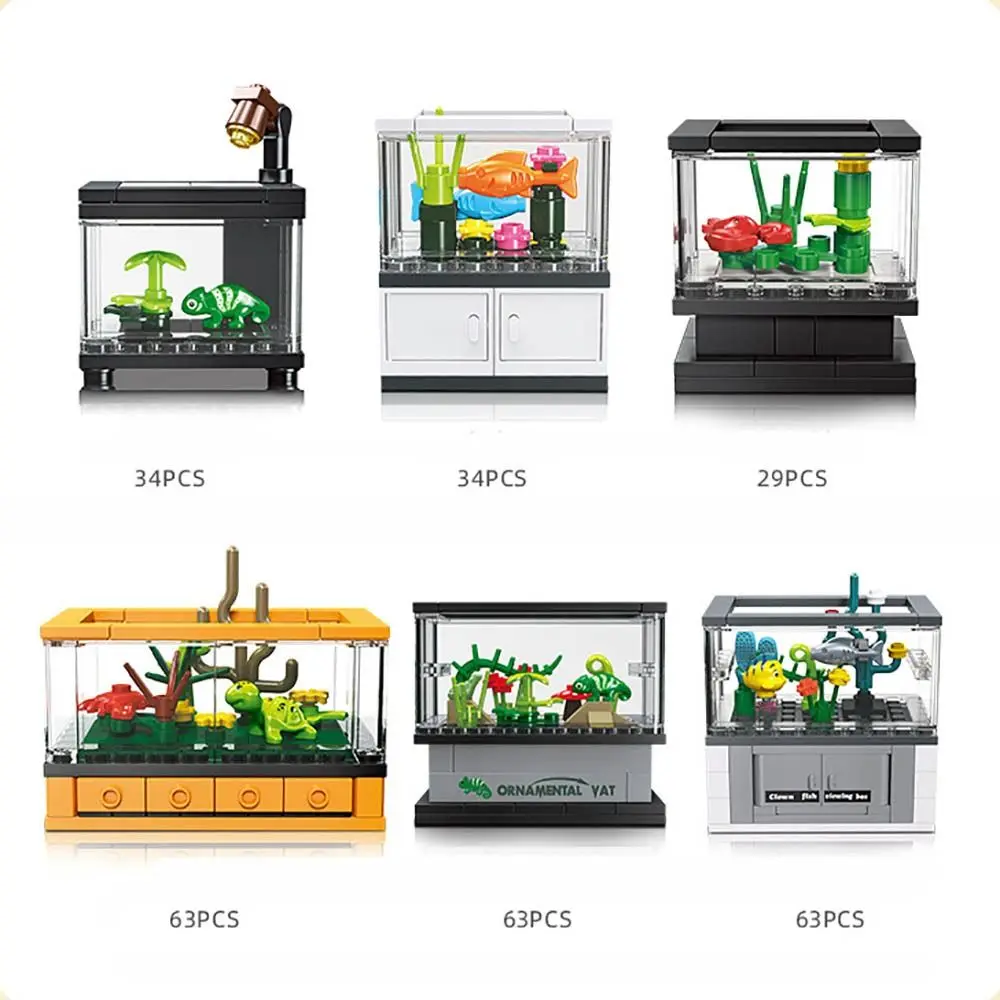 Nouveaux blocs de construction en plastique micro monde Aquarium assembler des jouets bricolage tortue ornement de bureau enfants cadeau