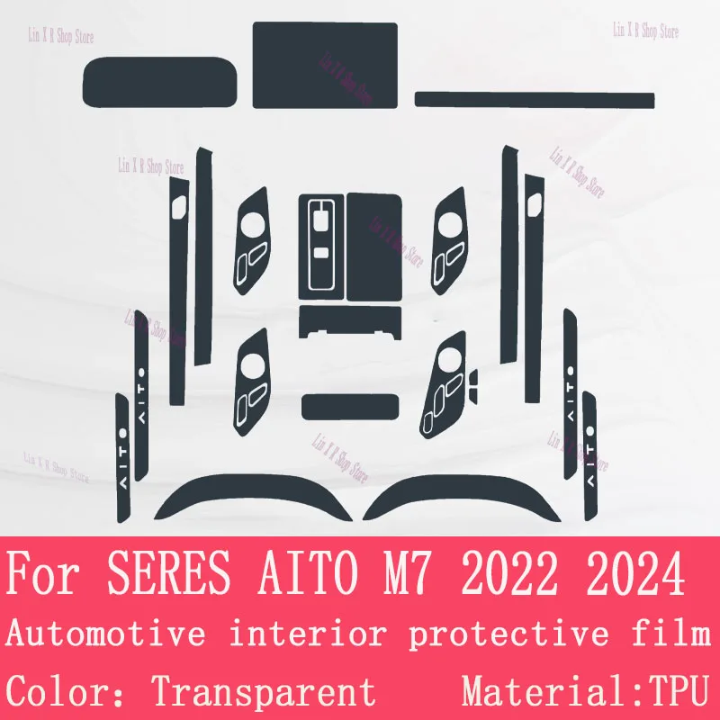 For SERES AITO M7 2023 2024 Gearbox Panel Navigation Screen Automotive Interior Protective Film Anti-Scratch Sticker Accessories