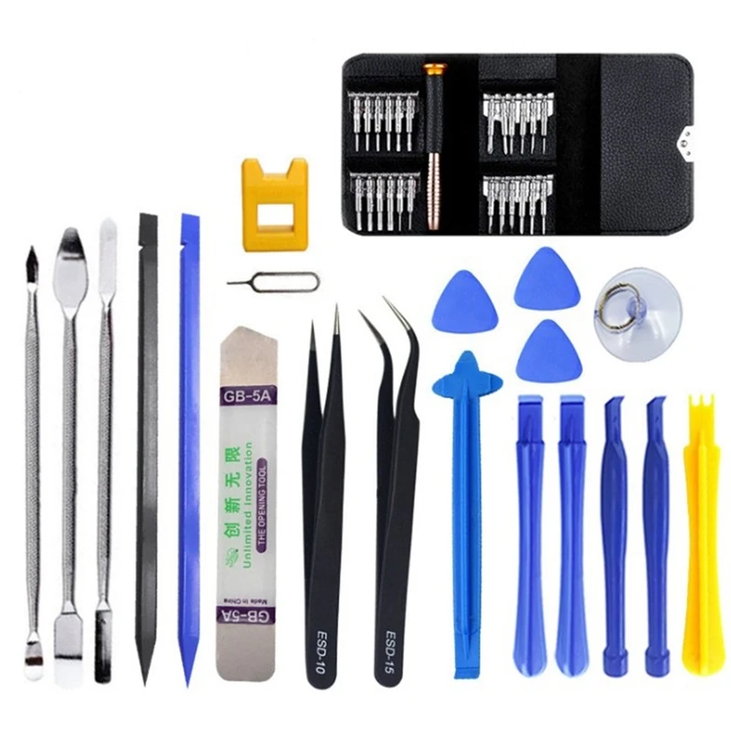 Kit de herramientas de reparación de teléfonos móviles, 45 en 1, pantalla LCD de apertura, portátil, reloj, gafas