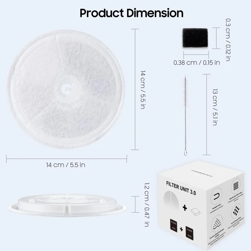 6 قطع وحدة تصفية مطورة 3.0 مرشحات نافورة الماء للحيوانات الأليفة والقطط مناسبة لـ Eversweet Solo 2/Solo SE,3 Pro/2S/3 مع 6 رغوة مضخات #6