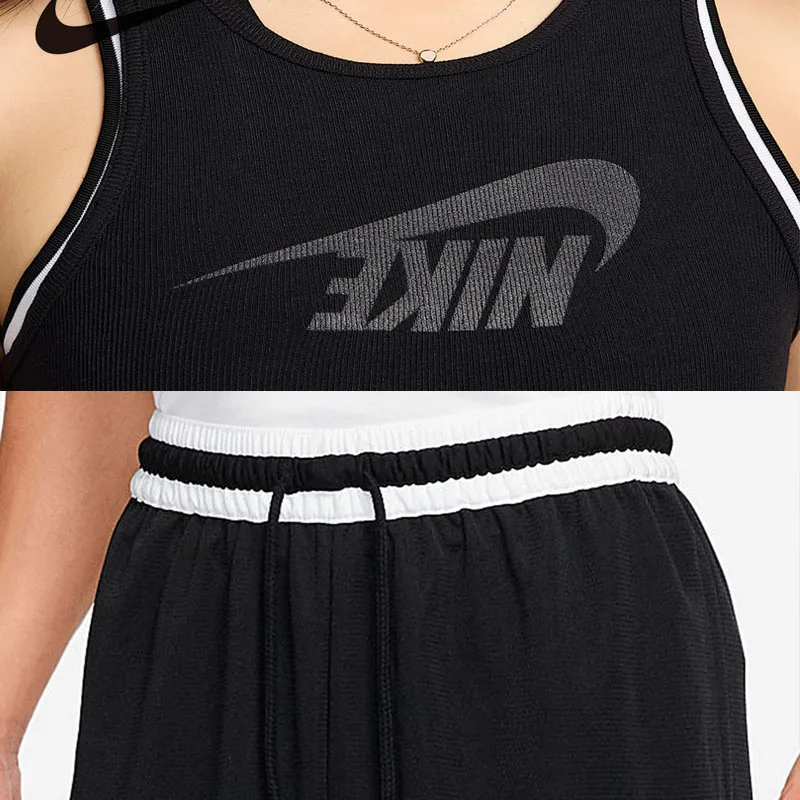 Nike 2PCS Womens Sports Suit Sleeveless Breathable Knitted Sports Tank Top and DRI-FIT Sports Shorts FZ1143-010+DH7161-010 view 6