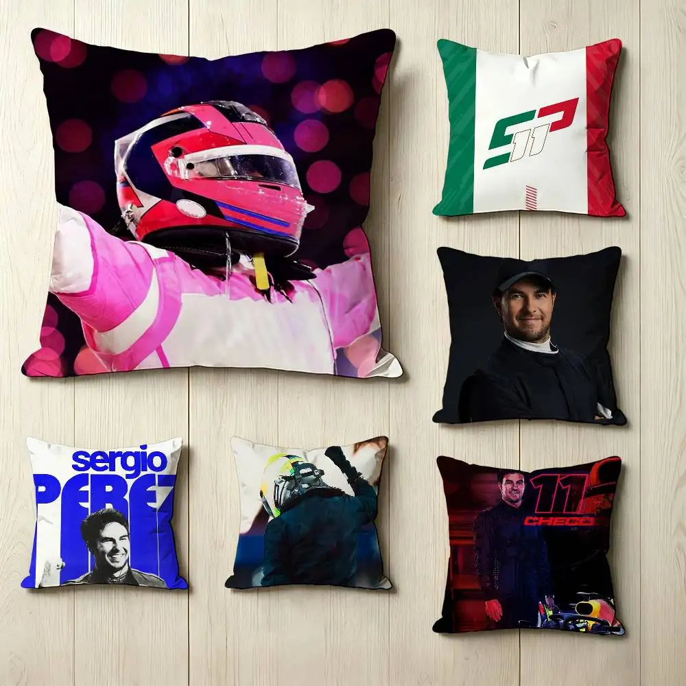 Racing driver C-Checo 11 S-Sergio P-Perez  Square Double-Sided printed Pillow Case Bedroom Bedside Pillow Sofa Cushion Cover