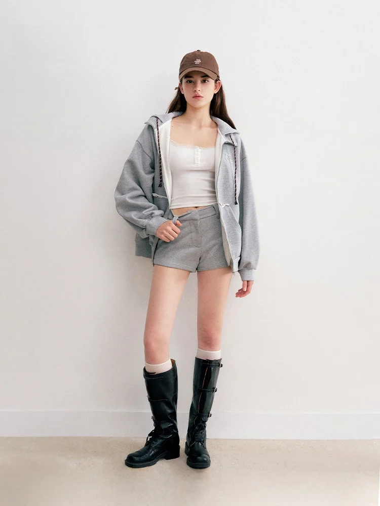 

Liilou Spor Chic Cotton Hoodie Jaet And orts Set High Weight Durable Women's Faion Casual Wear for Autumn