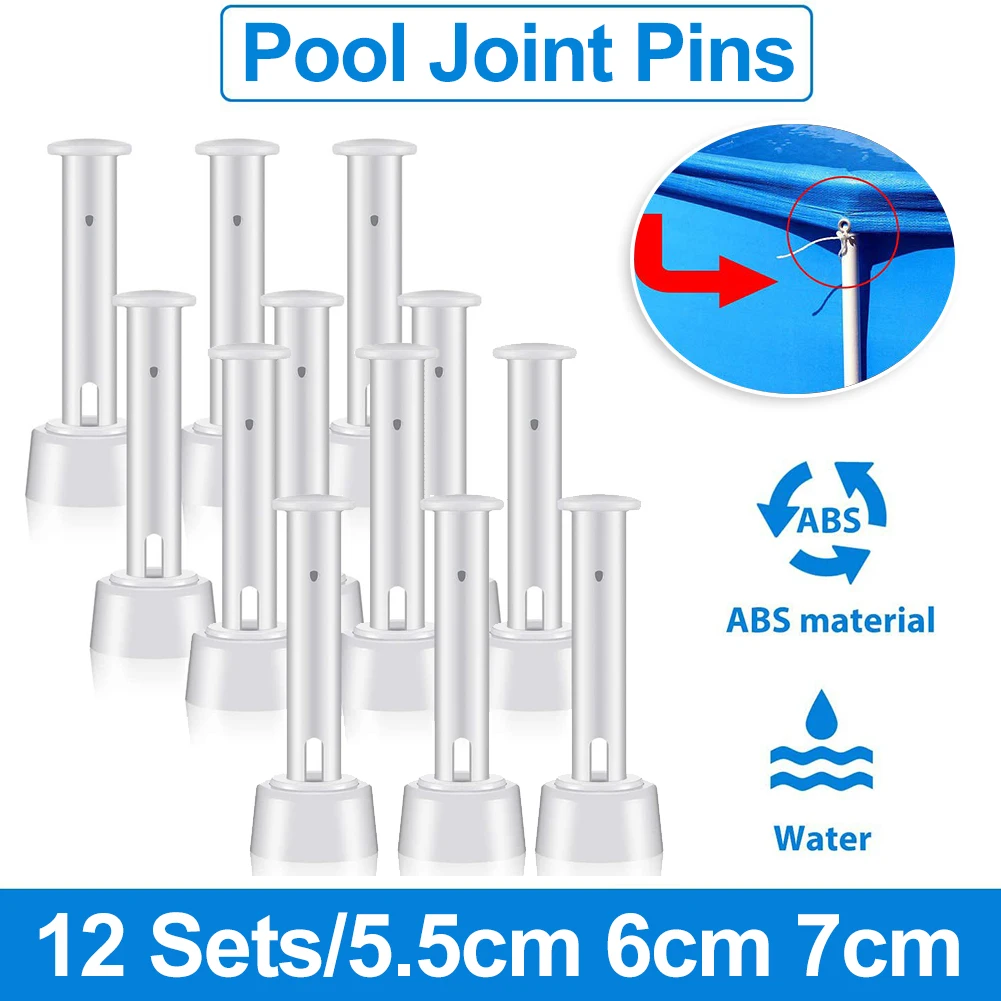 12 Packs Replacement Plastic Pool Joint Pins for Intex 13ft-24ft Metal Frame Pools with 12 Pcs Rubber Seals Swimming Pool Parts