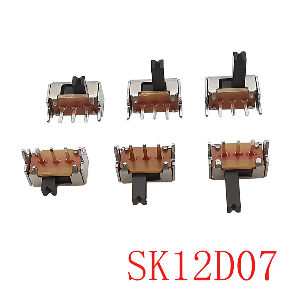 20/50/100 sztuk SK12D07 PH 2/3/4/5/6/7mm przełącznik dwupozycyjny 3Pin PCB 1P2T SPDT przełącznik suwakowy uchwyt wysokiej miniaturowe przełączniki dwupozycyjne