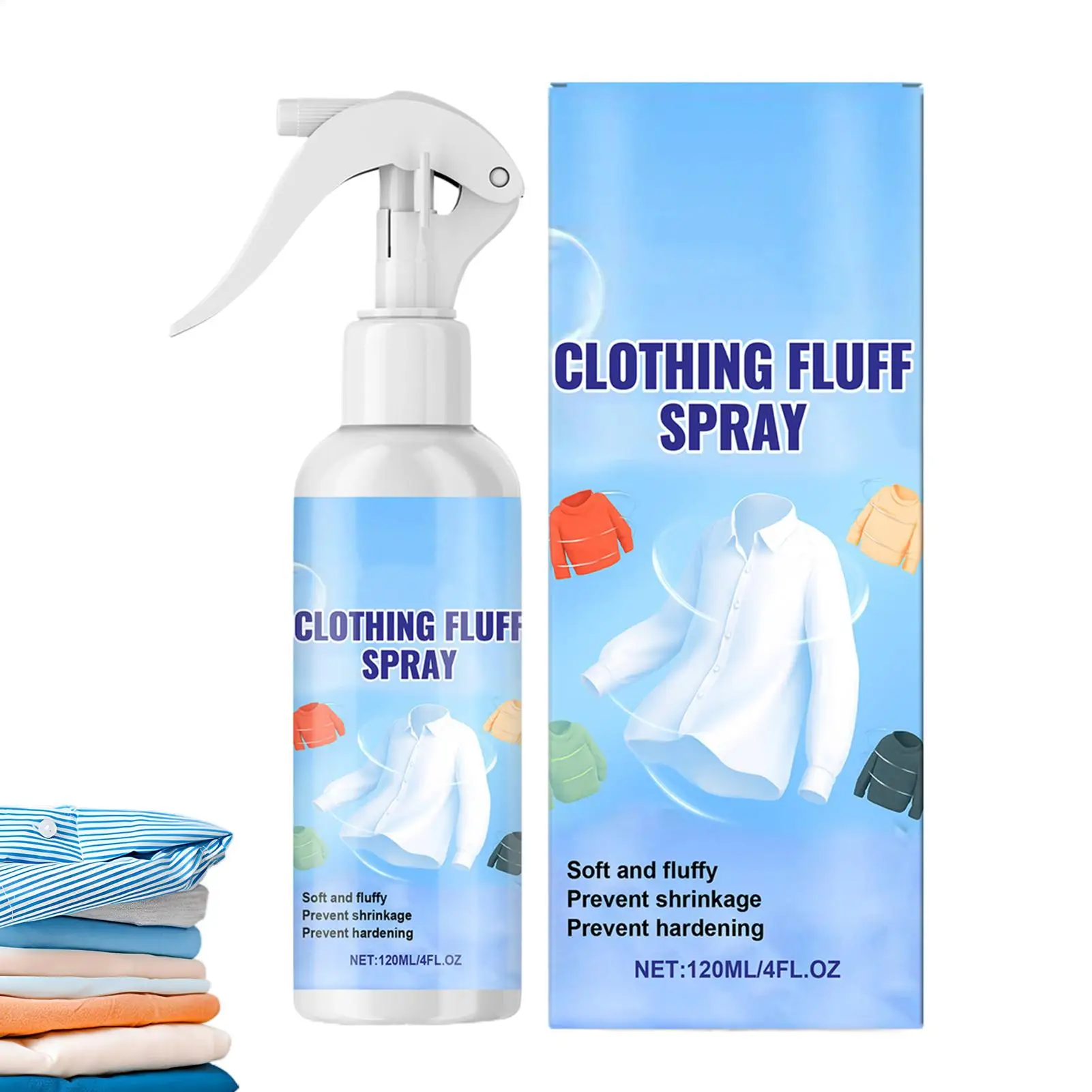 120ml Instant Wrinkle Release Spray Fabric Softener & Deodorizer Smooths Cotton Linen Cashmere No Iron Needed for Clothing