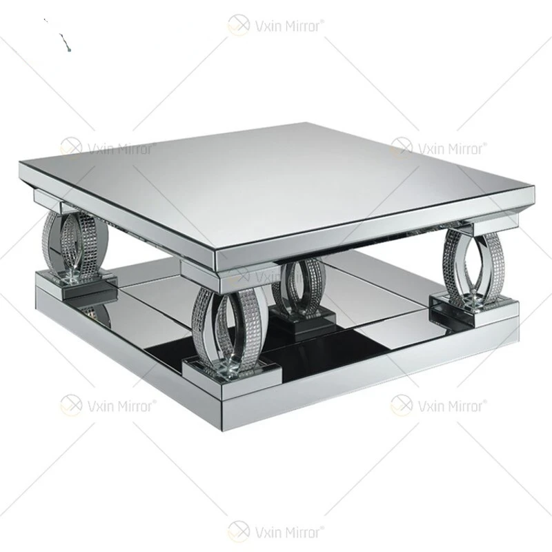 Mirror coffee table, American style furniture, glass decoration table, living room, sofa, side table, storage table,