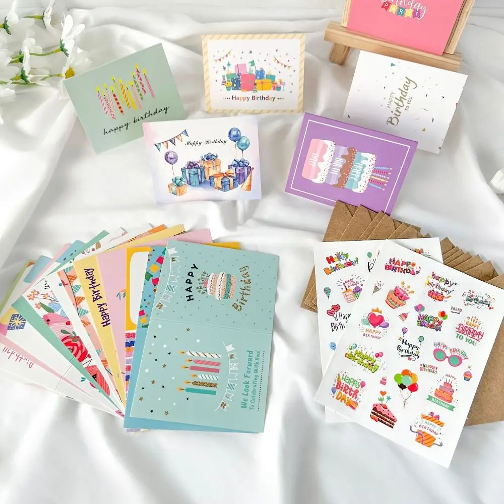 Set combinato da 20 pezzi Biglietto d'auguri di compleanno Biglietto di buon compleanno con benedizione fai-da-te con buste Biglietti per messaggi di scrittura a mano