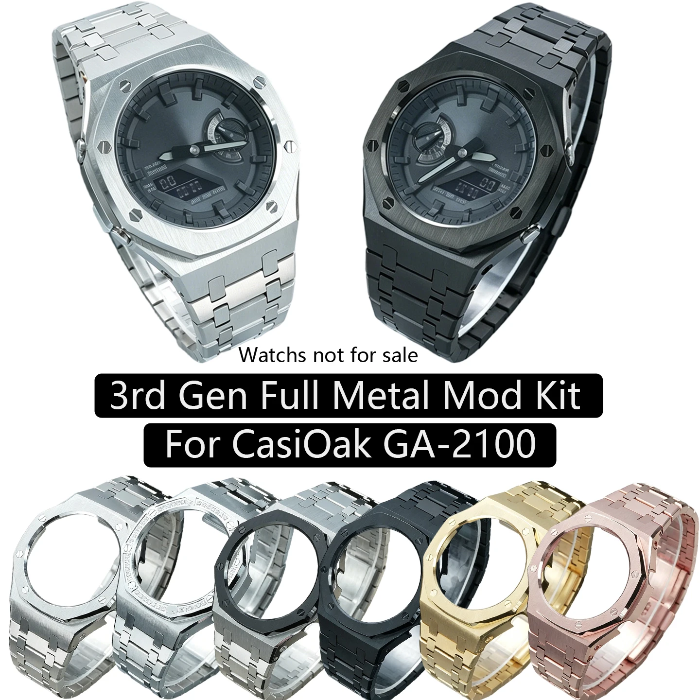 

Hot Sale 3rd Gen Full Metal Mod Kit Stainless Steel Case Strap Replacement For Casio GA2100 CasiOak Watch Accessories