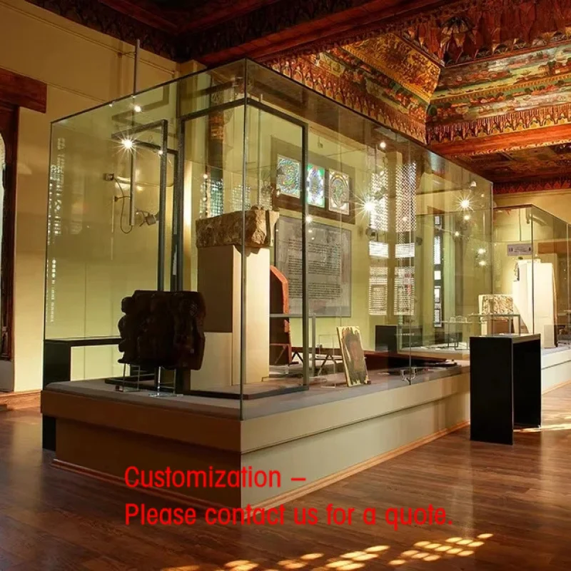 Vitrine de Luxo Personalizada para Museu, Expositor de Vidro Antigo com Fechadura e Iluminação para Varejo