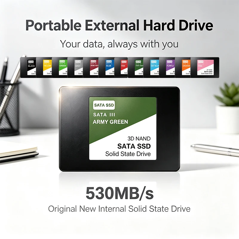 SATA 013 Portable External SSD Hard Drive Army Green/SkyBlue/Purple High Speed Large Capacity Storage Disk for Laptop Smartphone