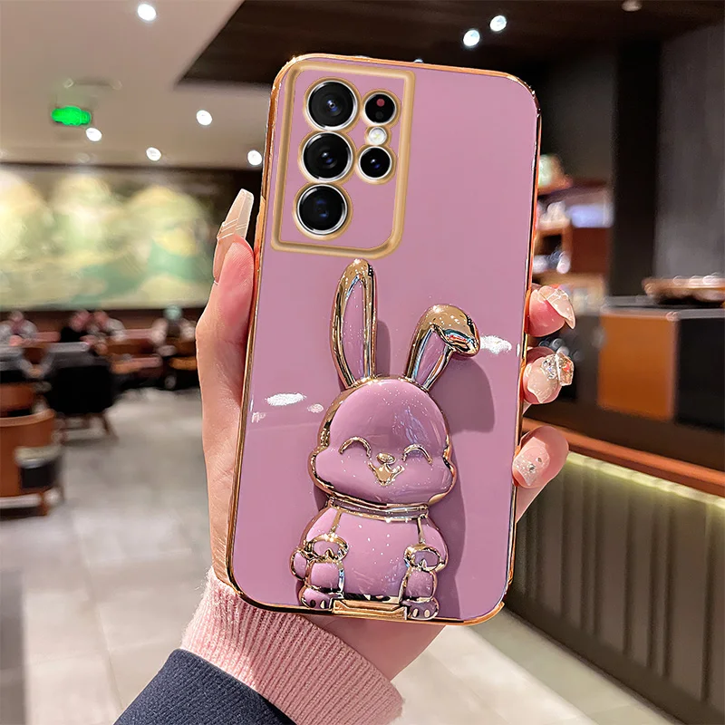 

Rabbit Astronaut Phone Case For Samsung Galaxy S23 Ultra Note 20 S22 Plus S21 S20 FE For Samsung Note 10 Lite S9 S8 Stand Cover