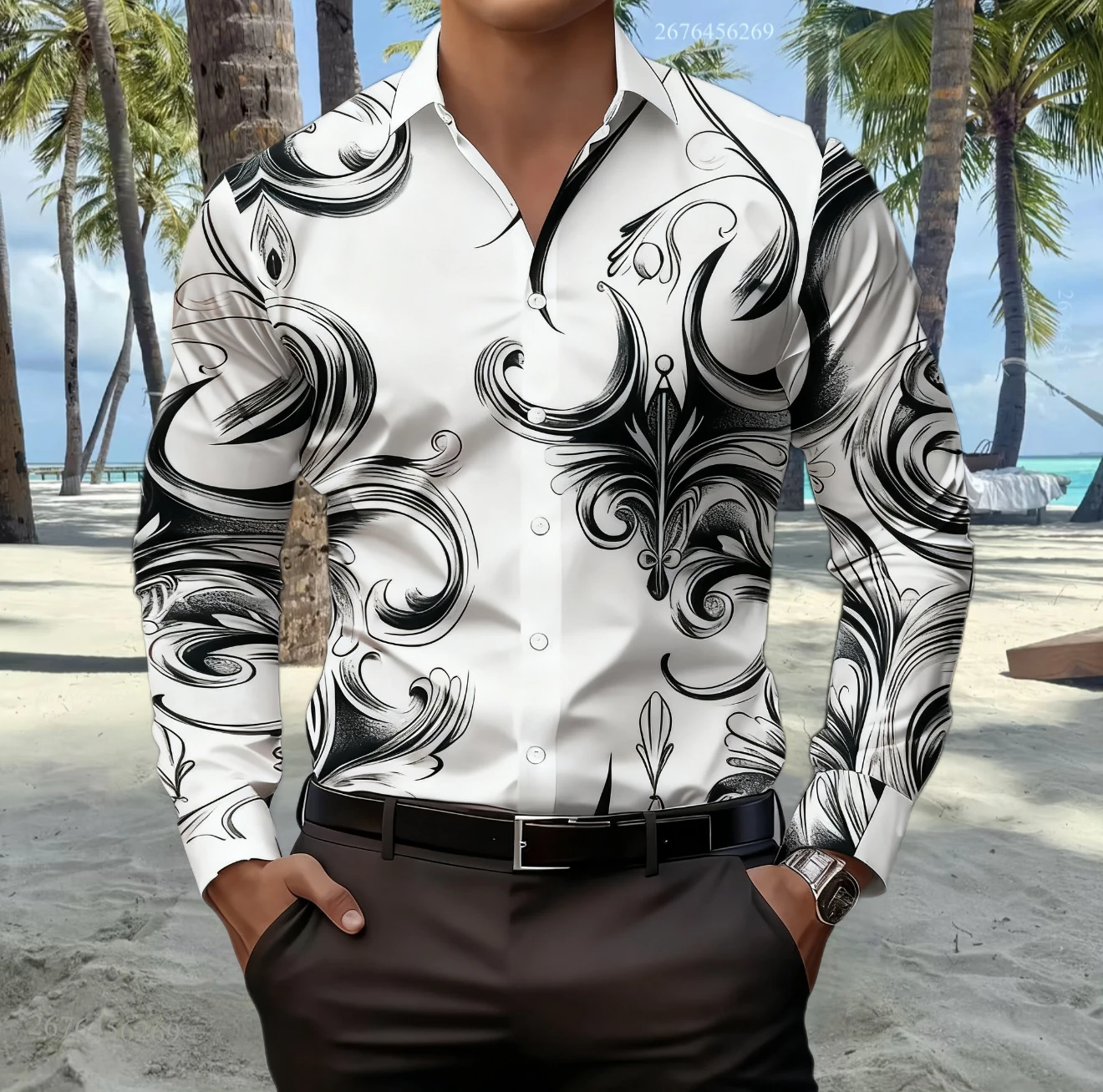

Men's Vintage Floral Print Long Sleeve Shirt Elegant Lapel Casual Comfort Daily Fashion Exquisite Men's Formal Party Wear