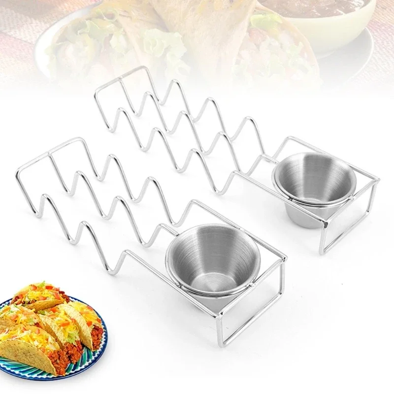 

Mexican Restaurant Stainless Steel Pancake Rack Taco Holder Pizza Display Stand Spring Roll Food Rack Kitchen Tools Pies