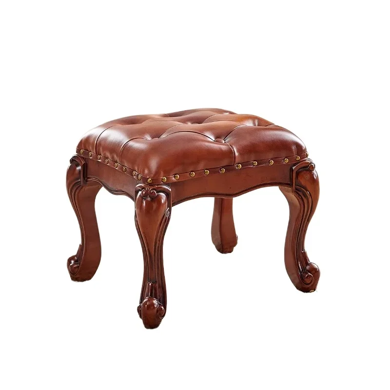 

European solid wood coffee table sofa coffee table stool small bench square shoe change living room