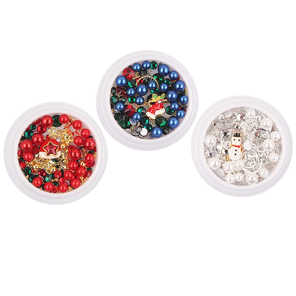 Floco de neve acessórios para unhas 3 caixas decoração de natal adesivos glitter remendo dicas de liga diy manicure presentes lindos padrões
