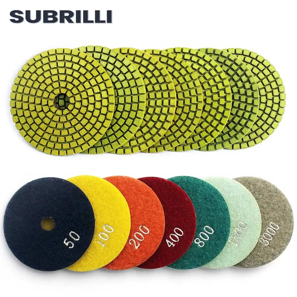 SUBRILLI 3 "แผ่นขัดเพชรแผ่นขัดสําหรับหินอ่อนหินแกรนิตล้อขัดแบบยืดหยุ่นสําหรับขัดมือเครื่องมือหินเซรามิค