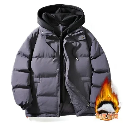 Giacca invernale da uomo Outdoor con cappuccio Solid addensare giacca invernale da uomo giacca a vento cappotto oversize Warm Men piumini soprabito