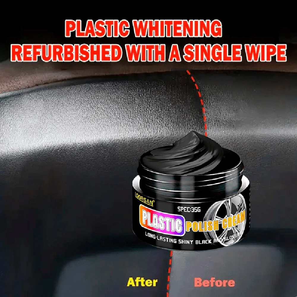 LOORSAN Plastic Polish & Restorer Gel - All-in-One Scratch Repair, Gloss Enhancer & Black Formula for Car Interior Dashboard, Ti