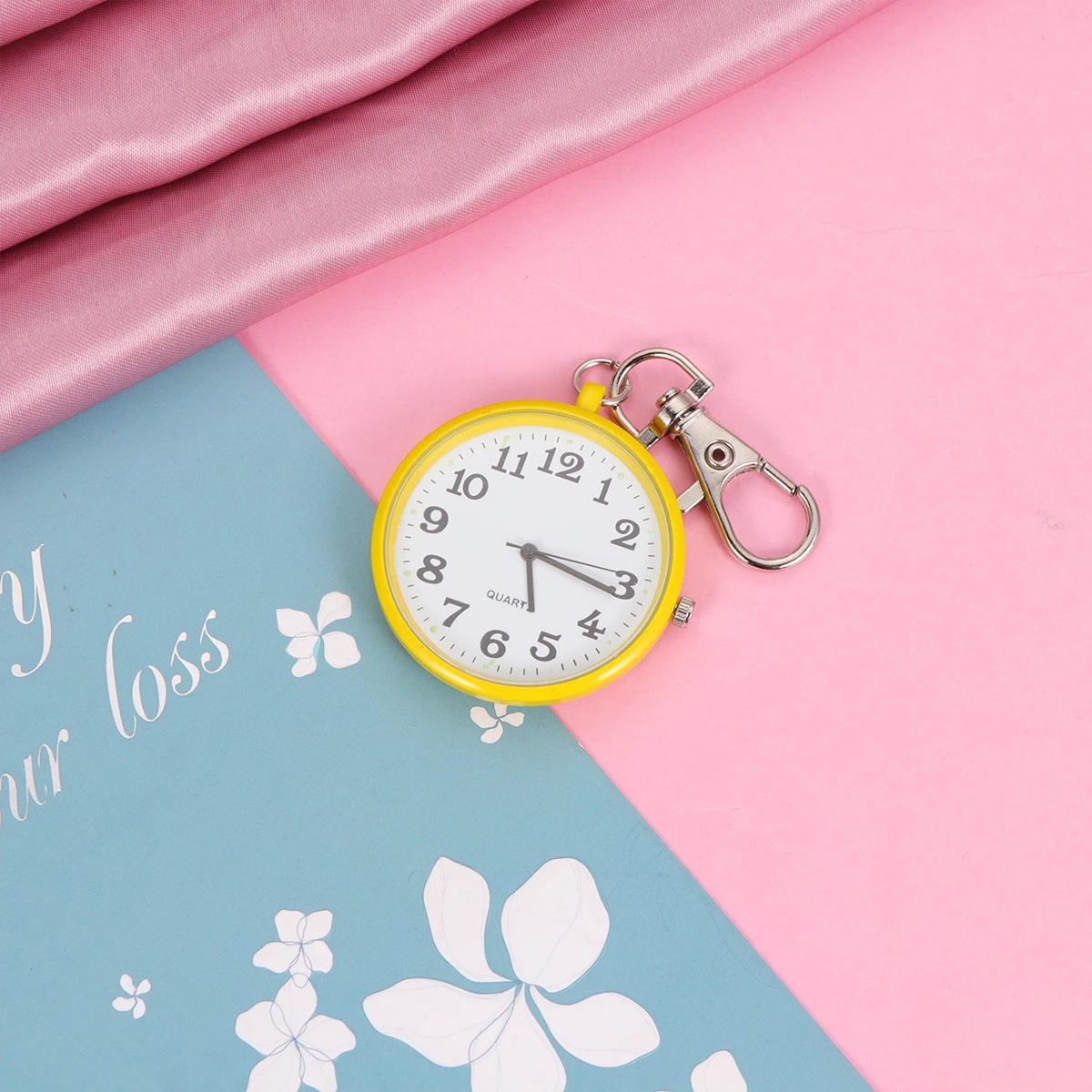 

Pocket Watch Necklace Keychain for Men Women Yellow Kids Clock Pendant Chain Premium Movement Hanging Watch Design Gift