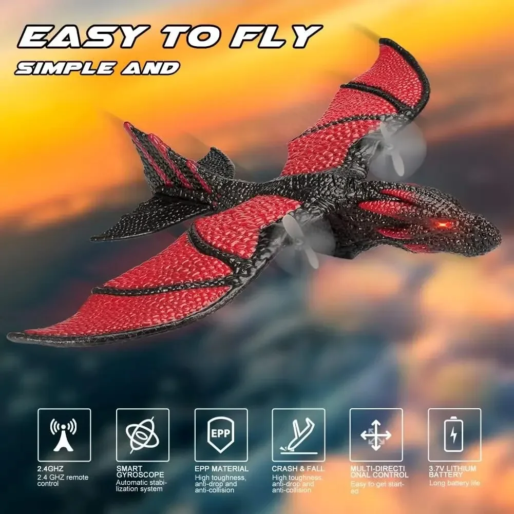 Z60 RC Flying Dinosaur Plane EPP Anti-wear Foam RC Glider 3&2&1 Battery RC Drone 2CH Fixed Wingspan Dragon Airplane Kids Gift