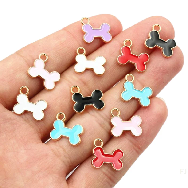 [YU] 10 stücke Nette Mini Emaille Tier Hund Knochen Charms Anhänger Für Schmuck Machen Halsketten Ohrringe Armbänder DIY Handwerk versorgung