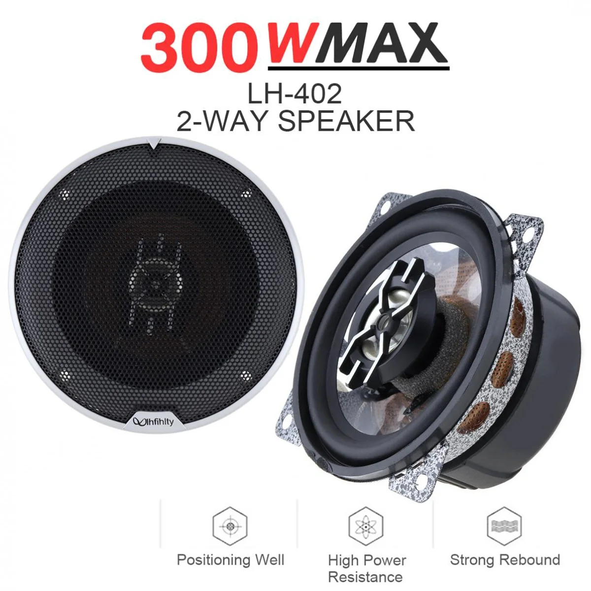 2Pcs 4 Inch Car Coaxial Auto Audio Music Stereo Full Range Frequency Hifi Speakers Non-Destructive