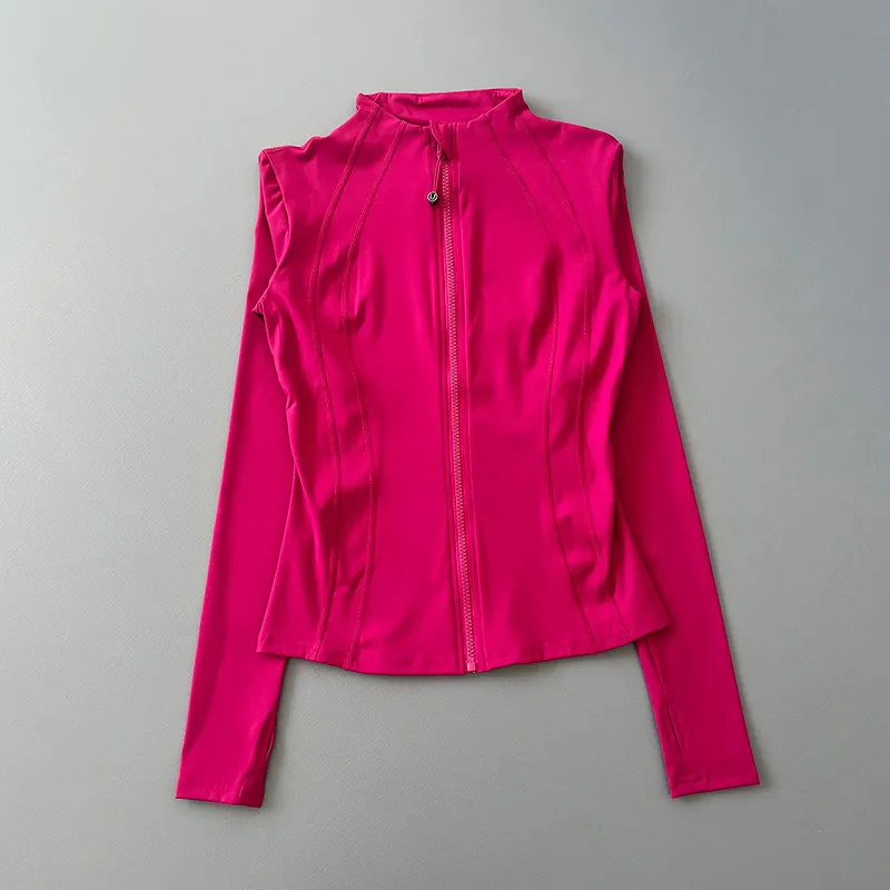 Women Full Zip Long Sleeve Athletic Jacket Thumb Holes Slim Fit Quick Dry Running Gym Yoga Fitness Sports Coat image 5