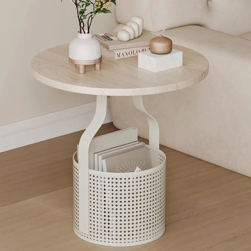 Nordic Small White Coffee Tables Wood Metal Round Side Multifunctional Coffee Tables Tea Metal Circle Muebles Modern Furniture