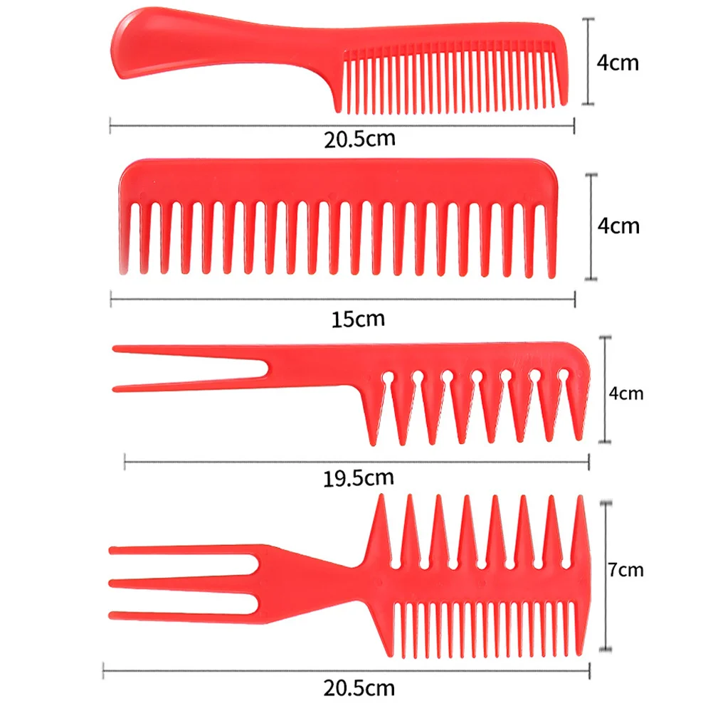 

20 шт., набор расчесок для парикмахерской, профессиональные пластиковые расчески для укладки волос, гладкие, прочные, легкие, красные