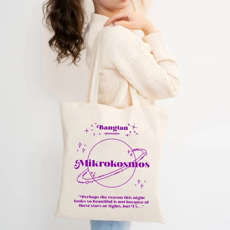 2026Bangtan Fashion Print Canvas Tote Bag, Reusable Shopper Bag, Versatile Shoulder Bag, Versatile Handbag For Men, Gift For Her