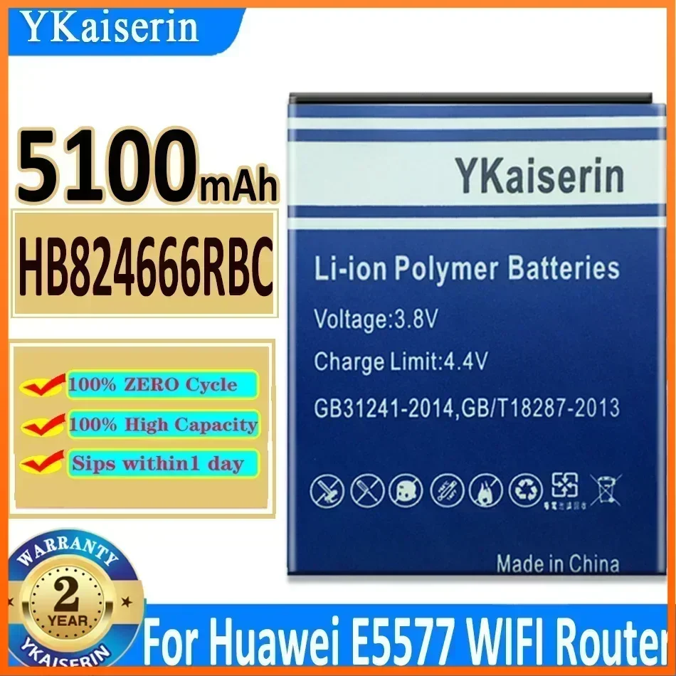 YKaiserin HB824666RBC 5100mAh Battery for Huawei Huawei E5577 E5577Bs-937 HB824666RBC Mobile Phone Batterie Warranty + Track NO