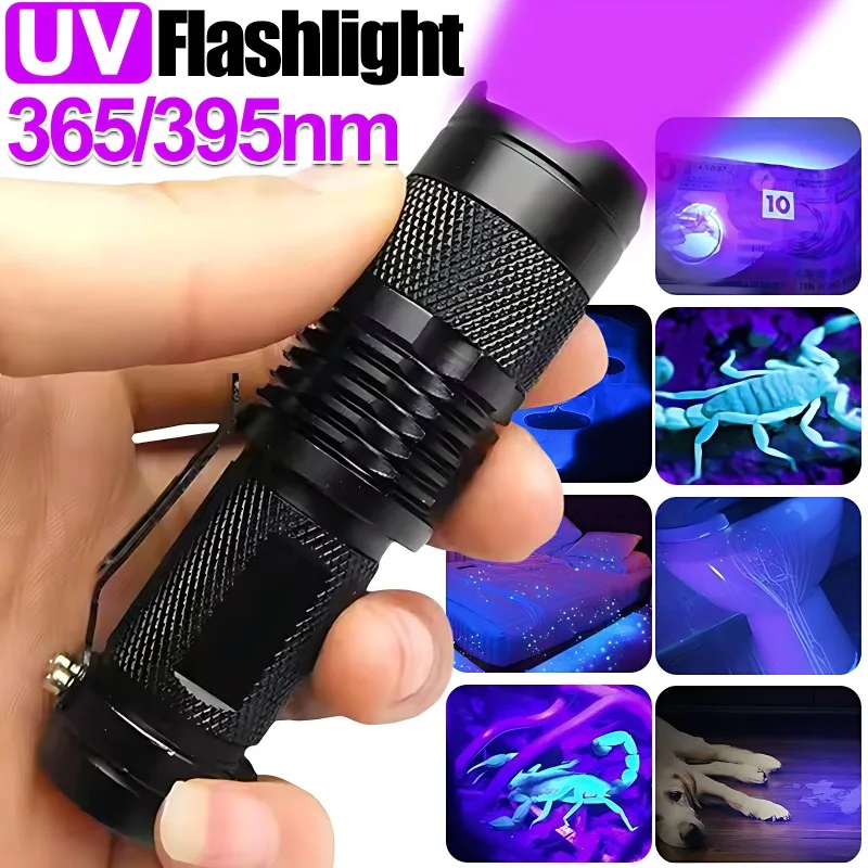 5/1PCS LED UV Flashlight Portable Zoomable Ultraviolet Torch Ultra Violet Lights Inspection Lamp Pet Urine Stain Detector Lights