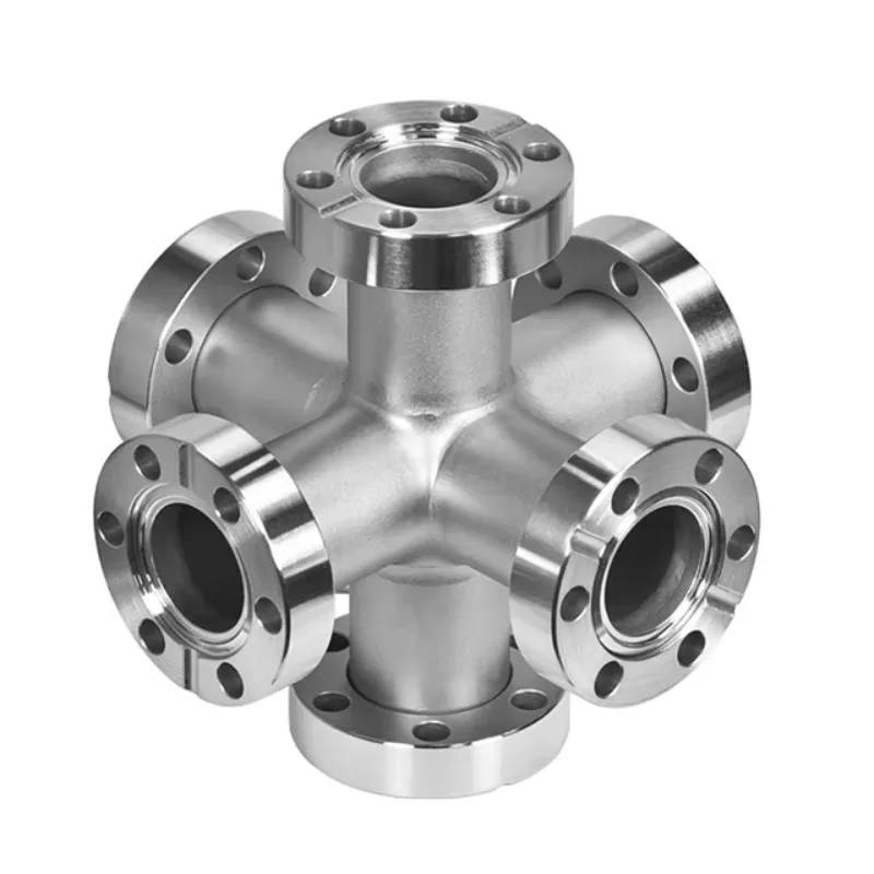 ISO200 6-Way Cross Adapter 304L SS HV Chamber Port Nut Bolt Flange
