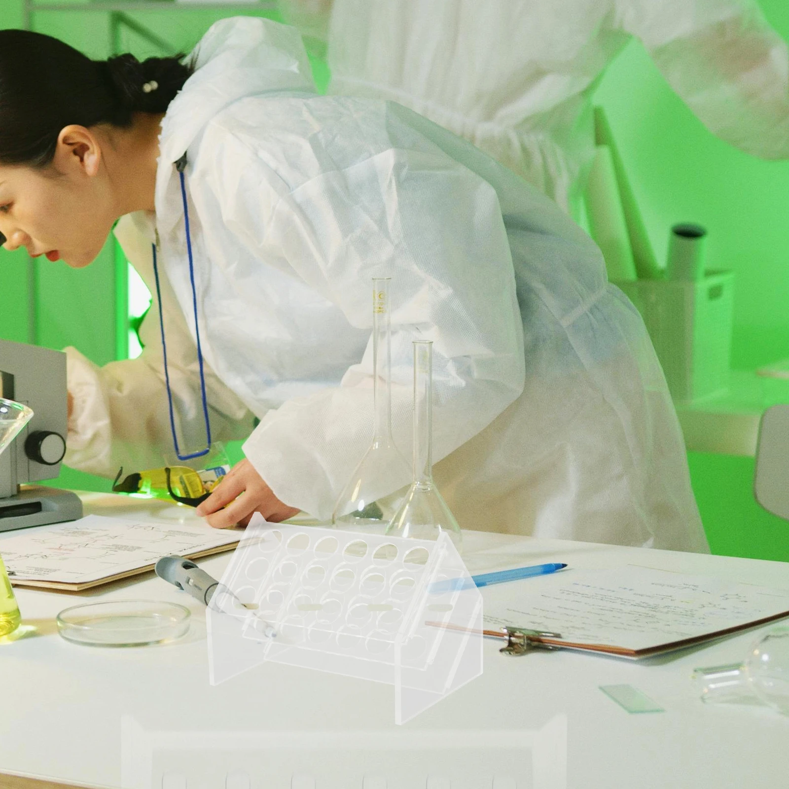 

18-Wells Clear Slanted Test Holder Storage Stand Lab Supplies Tube Organizer Rack Specimen Display