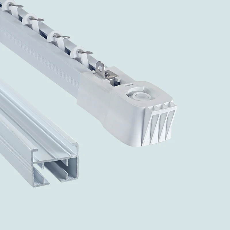 モダンな4.5メートルセット、静音アルミ合金製スマート電動プラグ式カーテンレール、オフライン音声制御リモコン付き