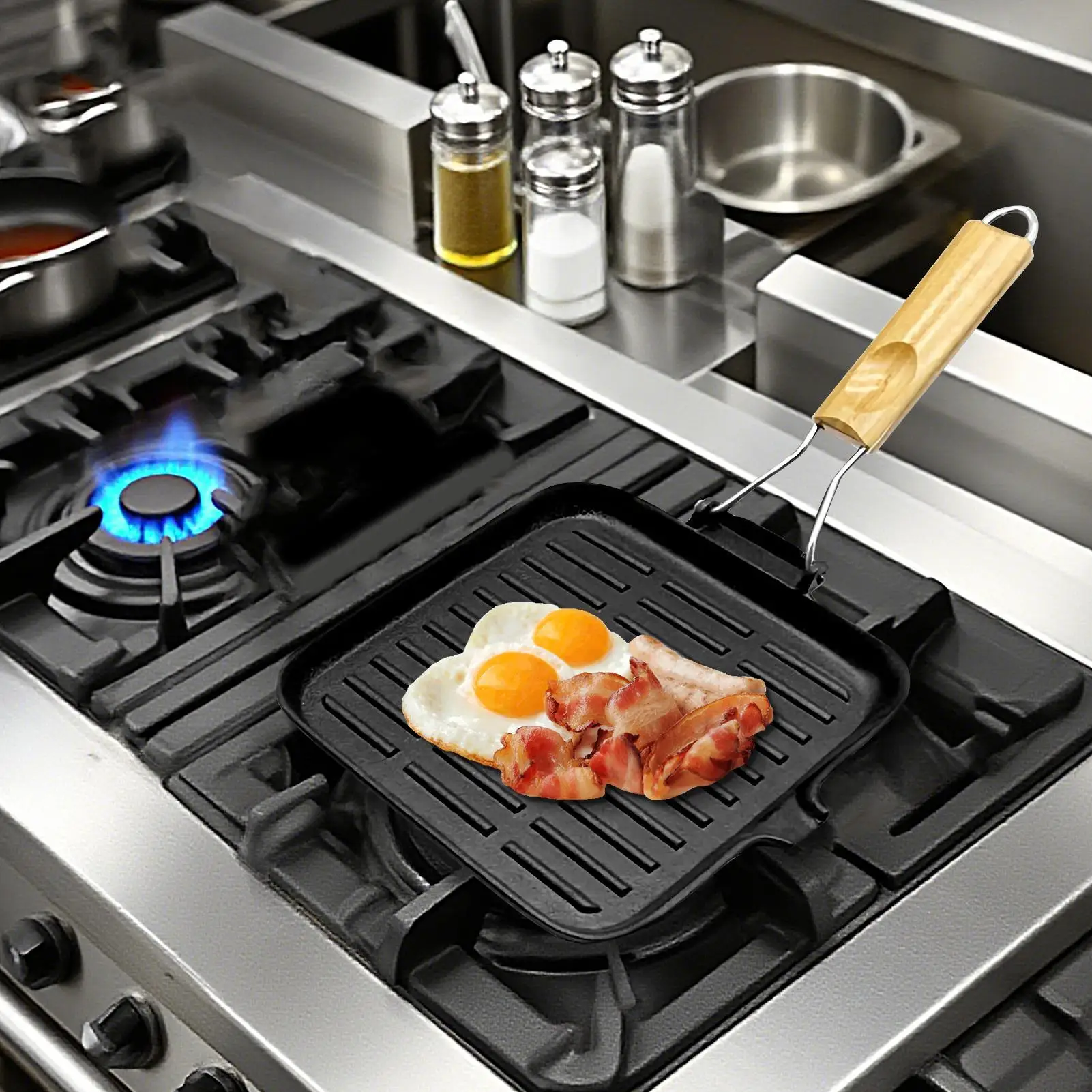 

Cast Iron Frying Pan Griddle Pan For Kitchen Cast Iron Skillet With Foldable Handle For Cooking Baking Grilling Kitchen Stove