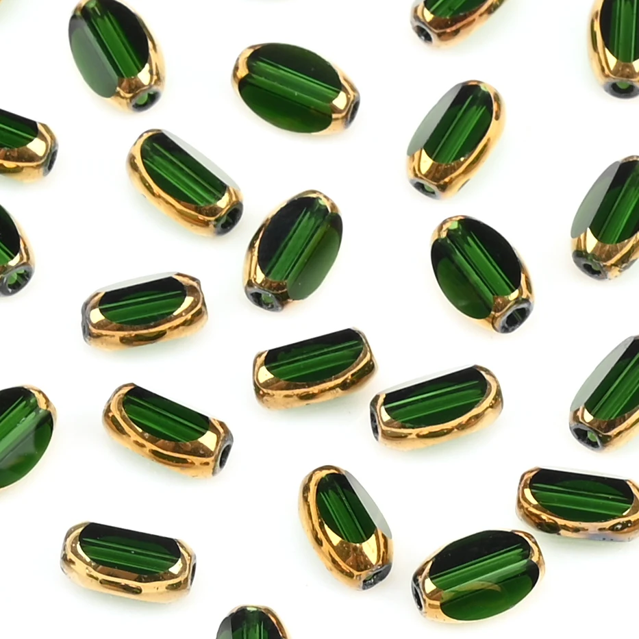 6mm Briolette Oval Glass Beads Plated Golden Color Crystal Loose Spacer Bead Diy Bracelet Necklace Beads Accessories