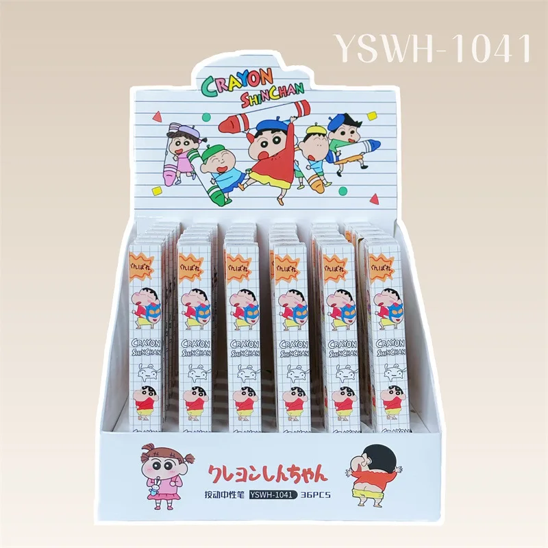 36pcs Yswh-1041 New Crayon Shin-Chan 0.5mm Cute Cartoon Pen Students' Daily Writing Smooth With Neutral Pen Black Festival Gifts