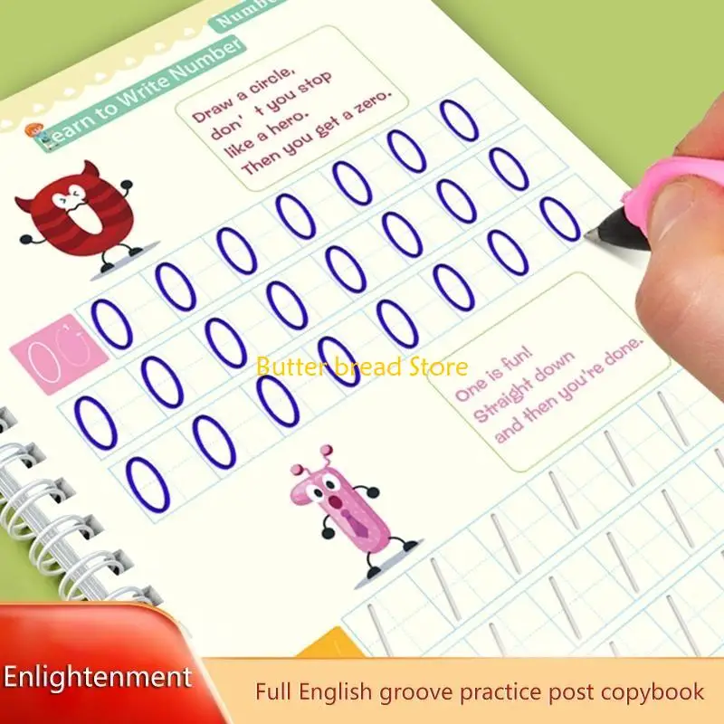 W89C Children Handwriting Copybook Number Letter Writing Practice Workbooks