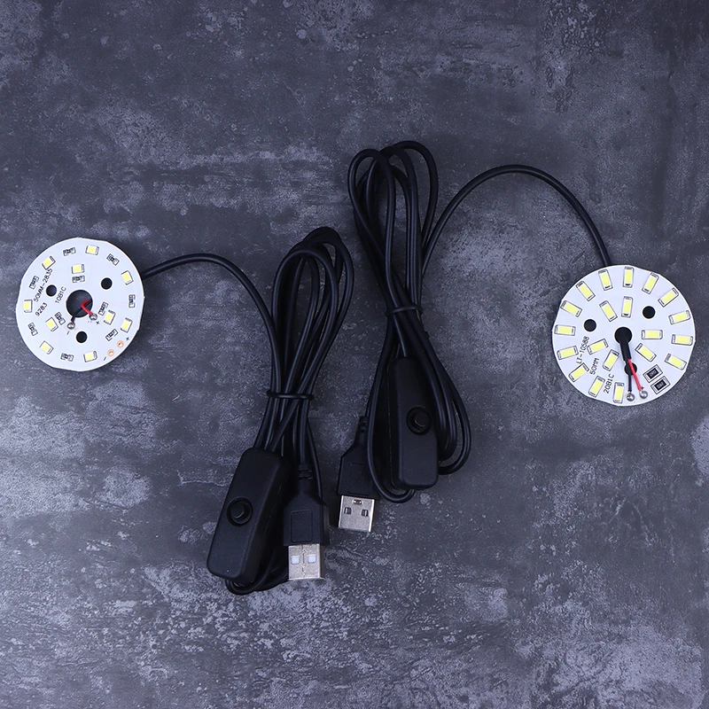 New 1Pc USB Plug DC5V LED Light Source SMD 5730/2835 LED Light Beads Ring Chip With Black 1.5M Swtich Cable 3/5/10W White Light