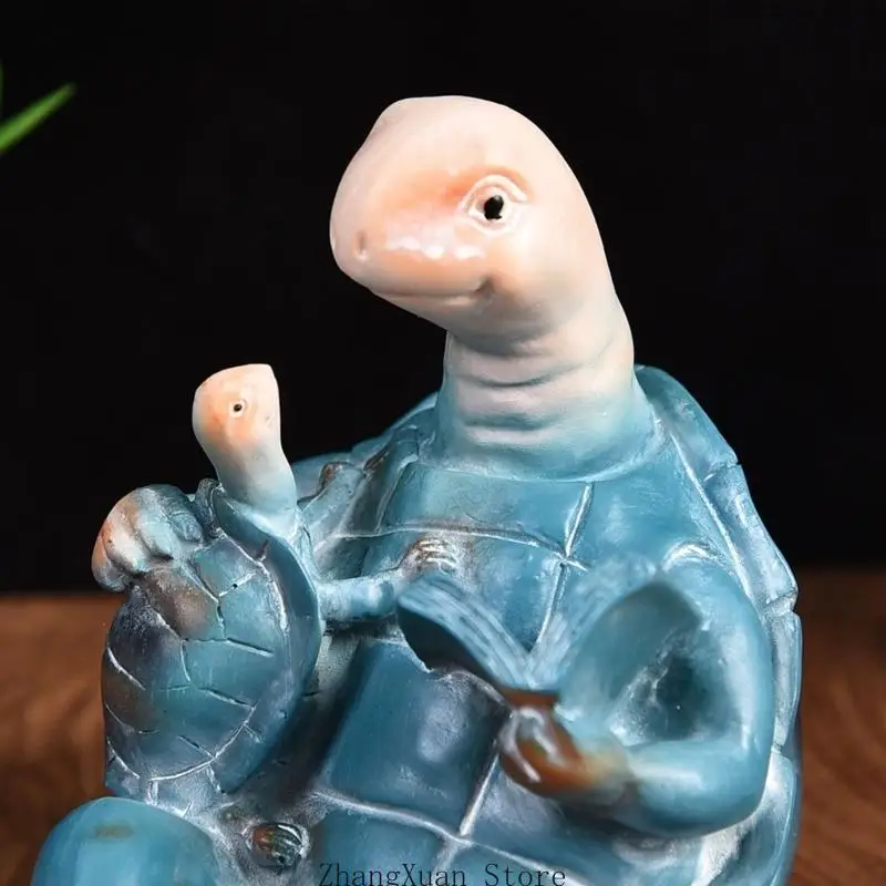 Formen Sie Schildkröten-Dekorationen aus Kunstharz mit einem warmen Familien-Lesethema 3XUF – Detail 2