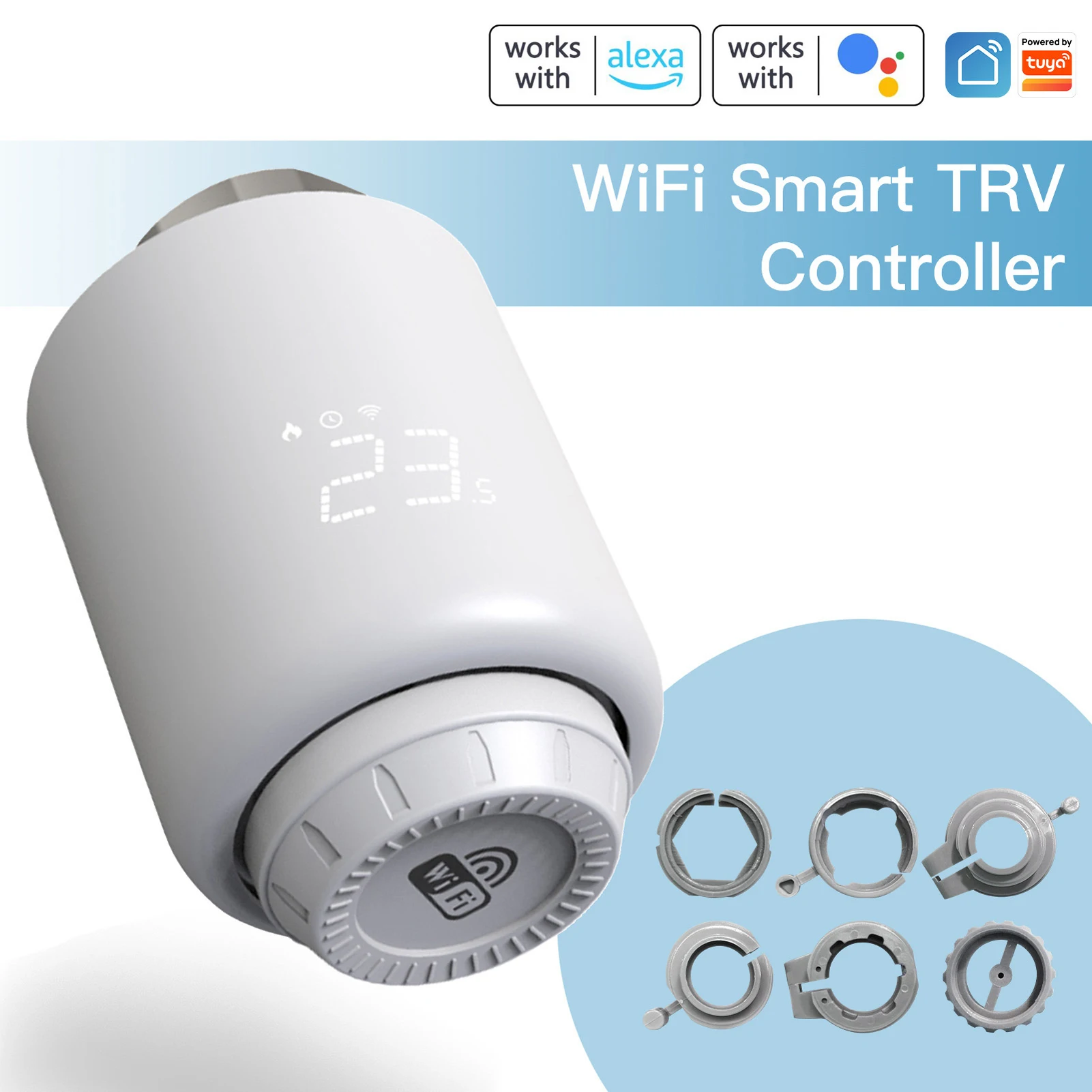 Tuya Zigbee Thermostatic Radiator Valves Wireless Heating Thermostat Temperature Controller Alexa Amazon Home App Control