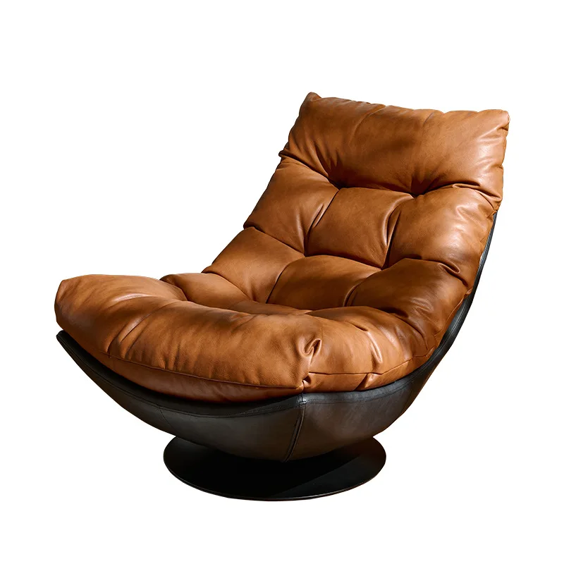 Canapé simple chaise rotative salon balcon design cuir antique décontracté