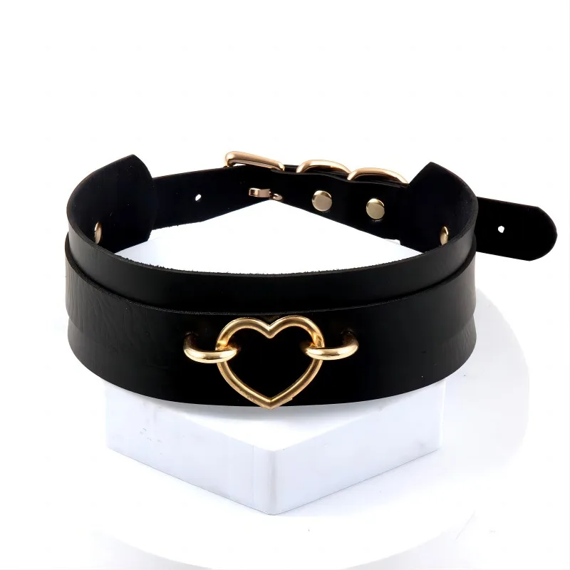 Sexy Necklace Collar Leather Bdsm Cosplay  Heart Collars And Leash Set For Women Bondage Gothic Choker Bell Accessories